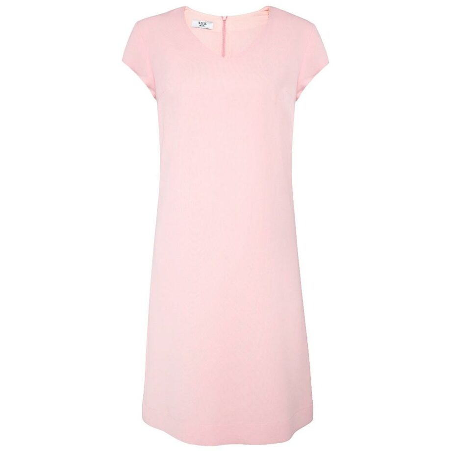 Knee-length dress with straight cut and crew neck