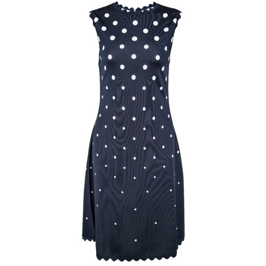 Tapered knit dress with polka dots