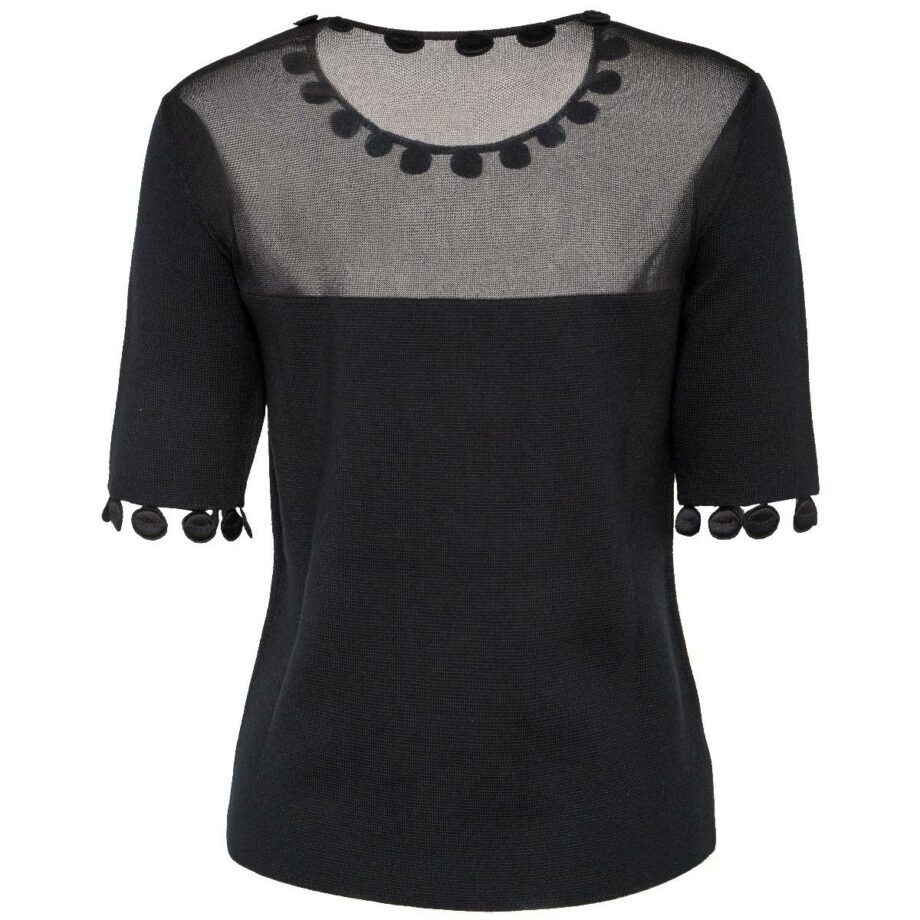 Knit pullover with short sleeves and transparent detail