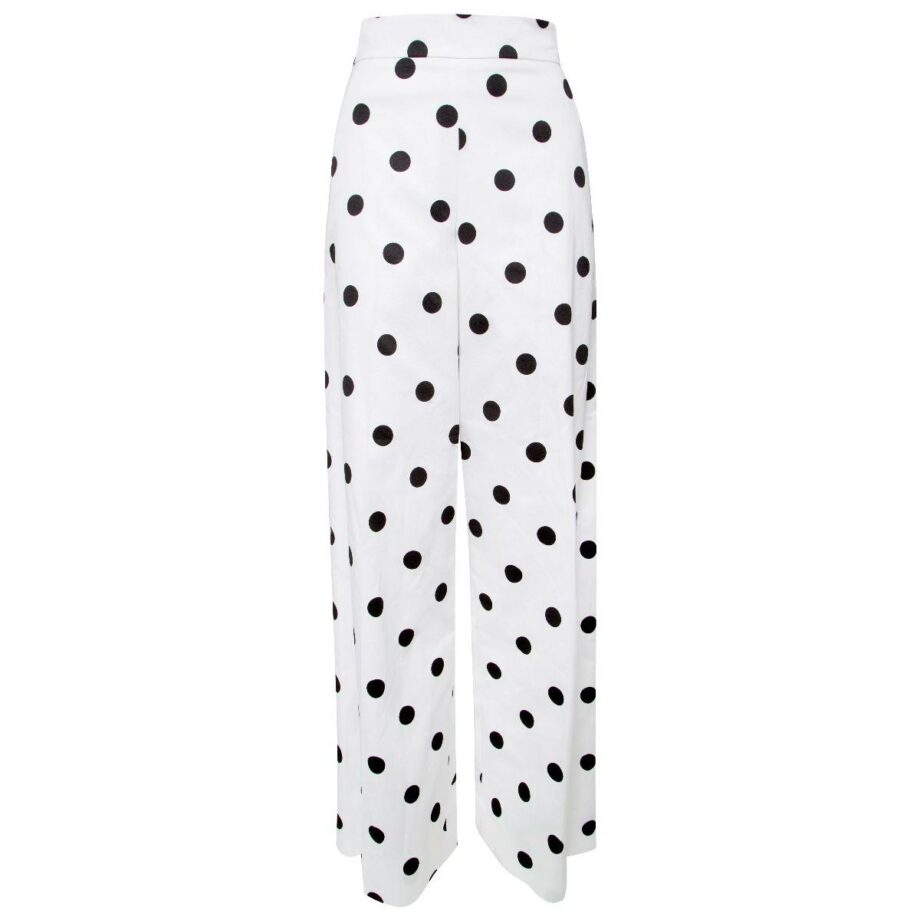 Marlene pants with high waist cut and polka dot print