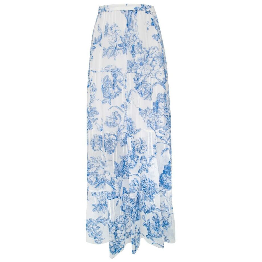 Semitransparent silk skirt with floral print