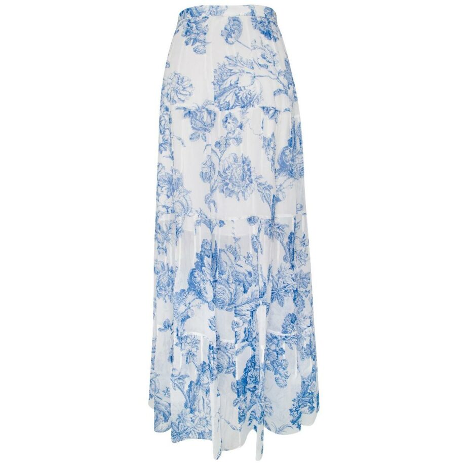 Semitransparent silk skirt with floral print