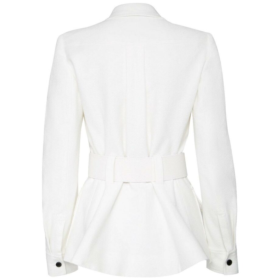 Cotton jacket with patched pockets and waist belt