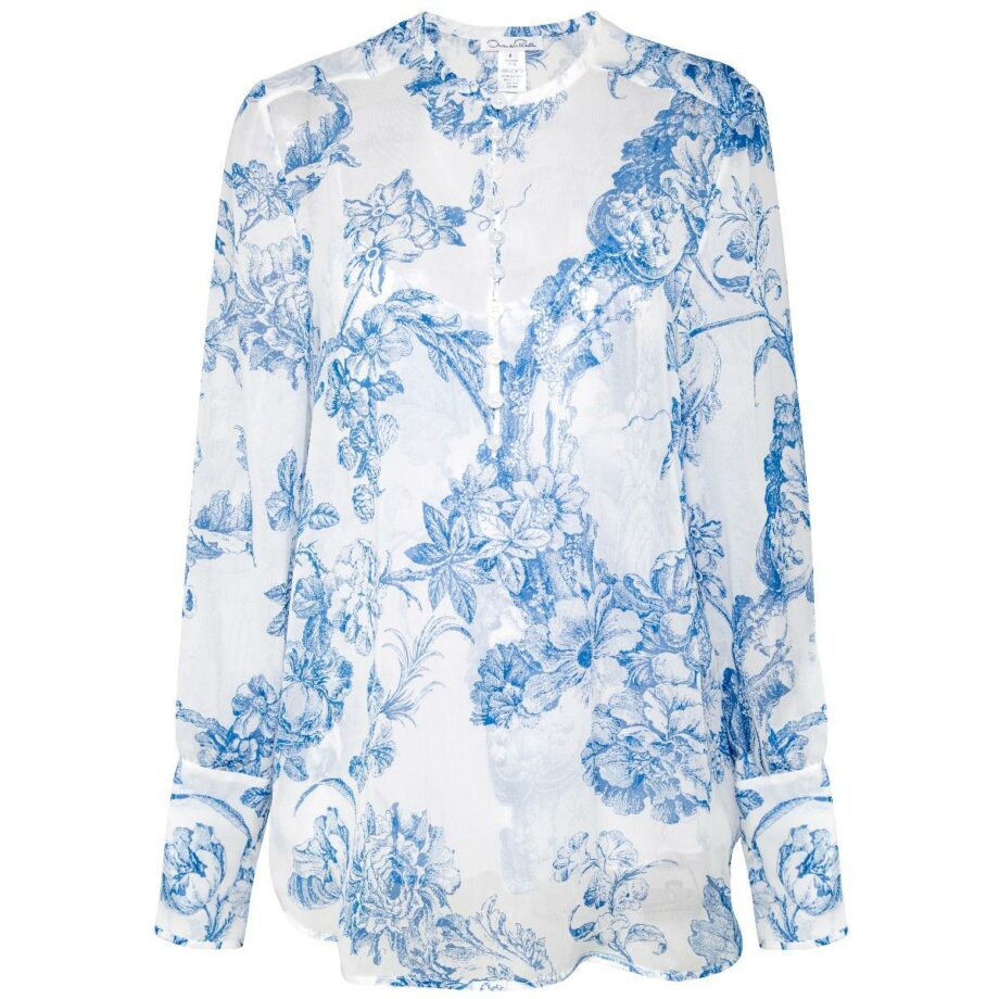 Semitransparent silk blouse with floral print