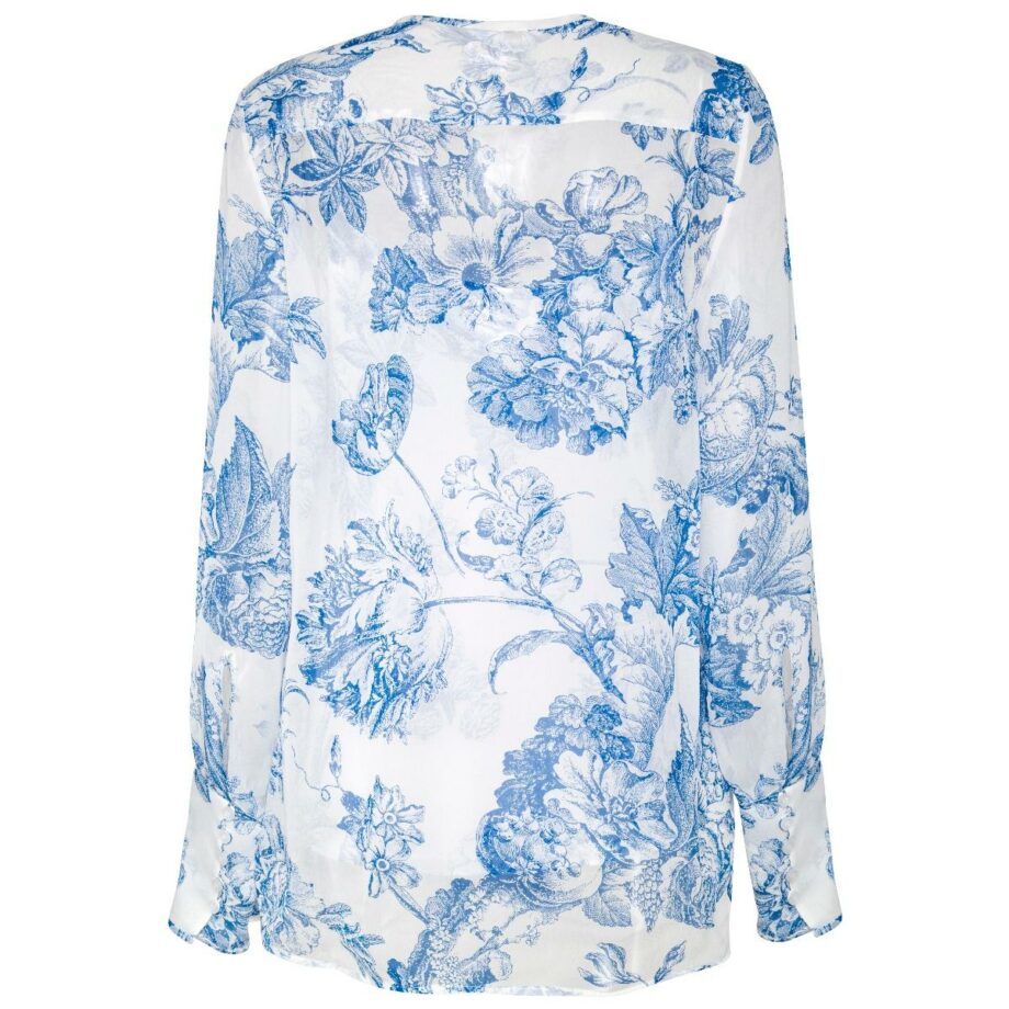 Semitransparent silk blouse with floral print