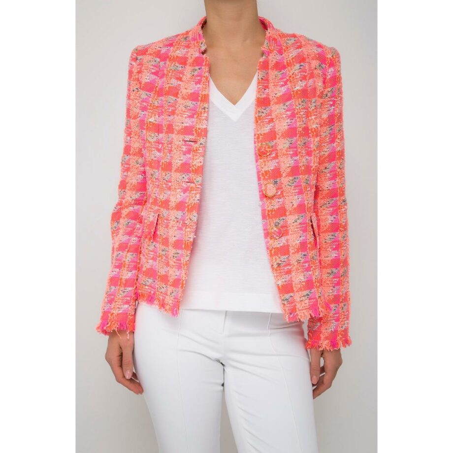 Slightly tapered blazer with fringed seams