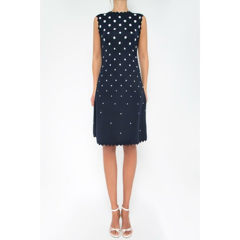 Tapered knit dress with polka dots