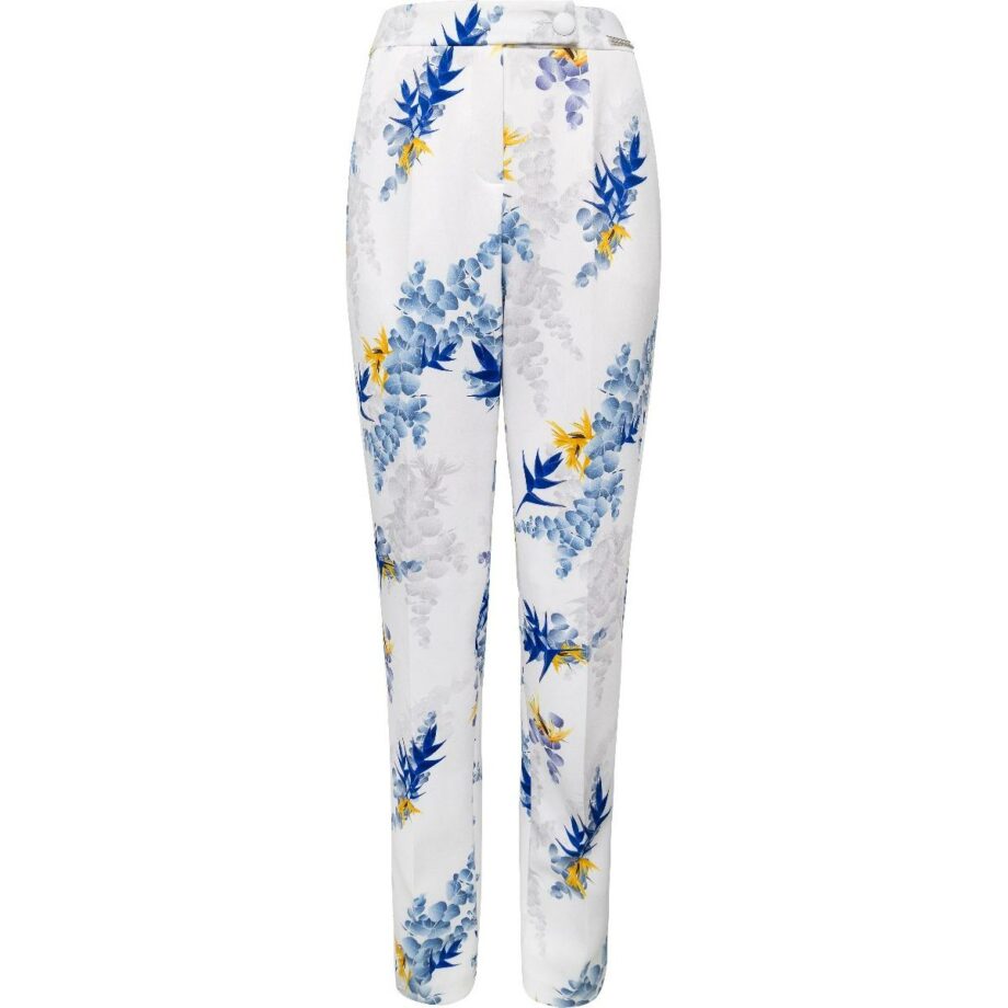 Straight cut high-waist pants with floral print