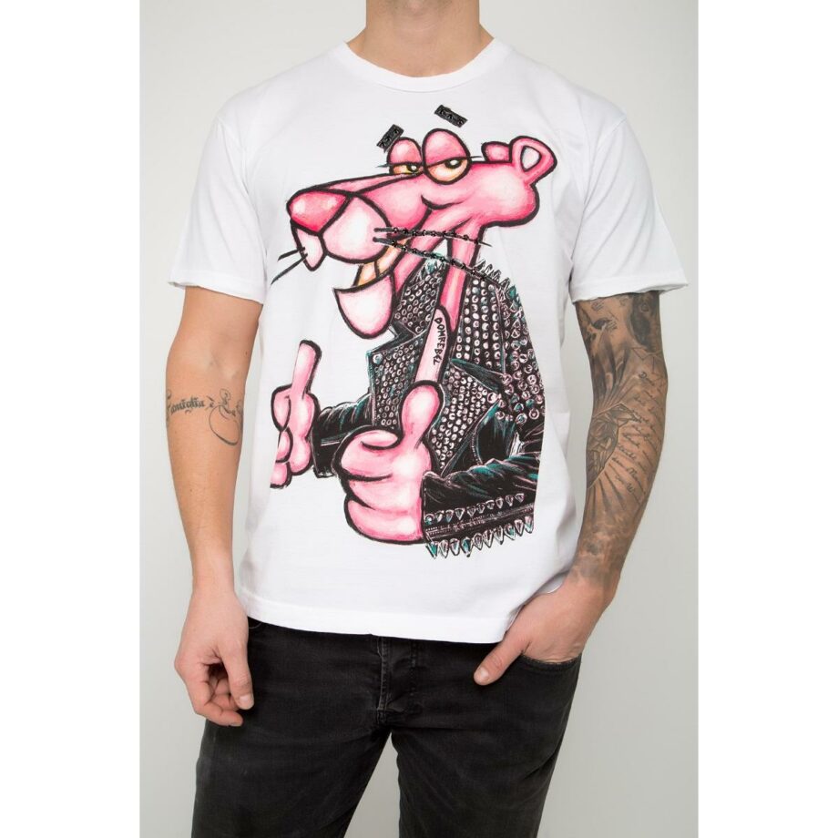 Unisex-Shirt with Pink Panther print and Swarovski rhinestones