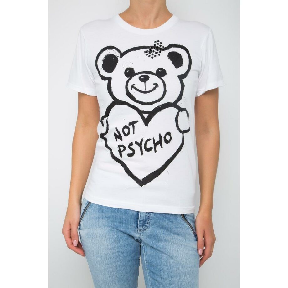 Unisex-Shirt with psycho Teddy print and Swarovski rhinestones