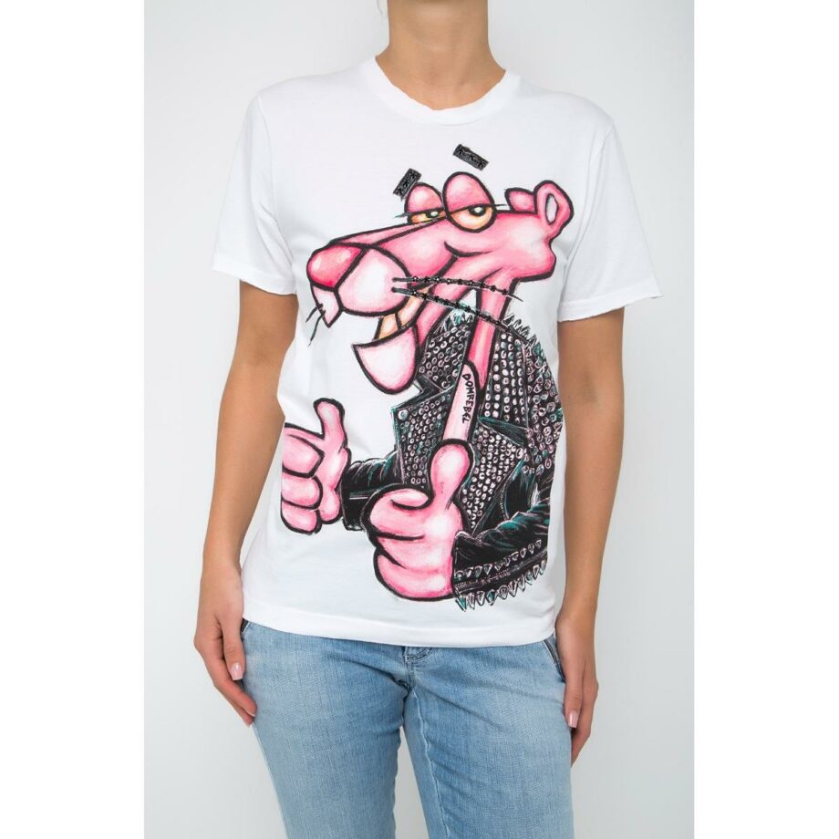 Unisex-Shirt with Pink Panther print and Swarovski rhinestones