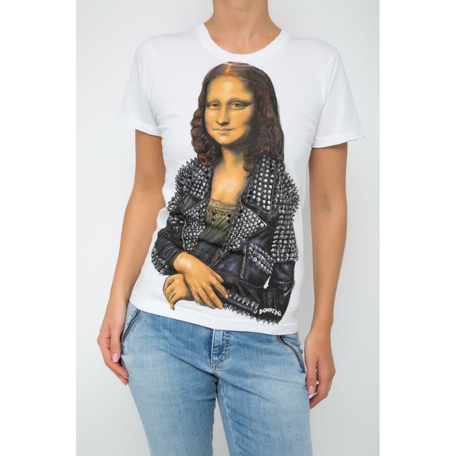 Unisex-Shirt with Mona Lisa print and Swarovski rhinestones