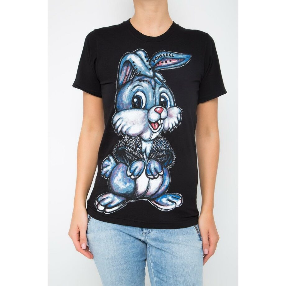 Unisex-Shirt with bunny print and Swarovski rhinestones