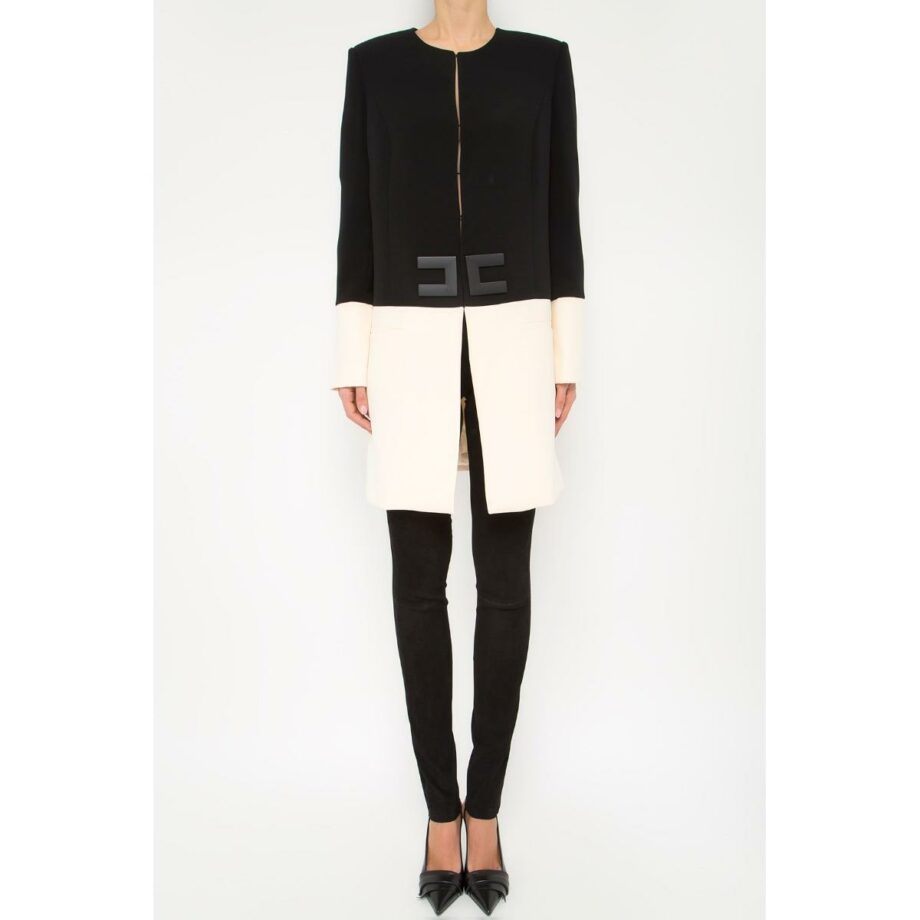 Short two-tone coat with logo detail