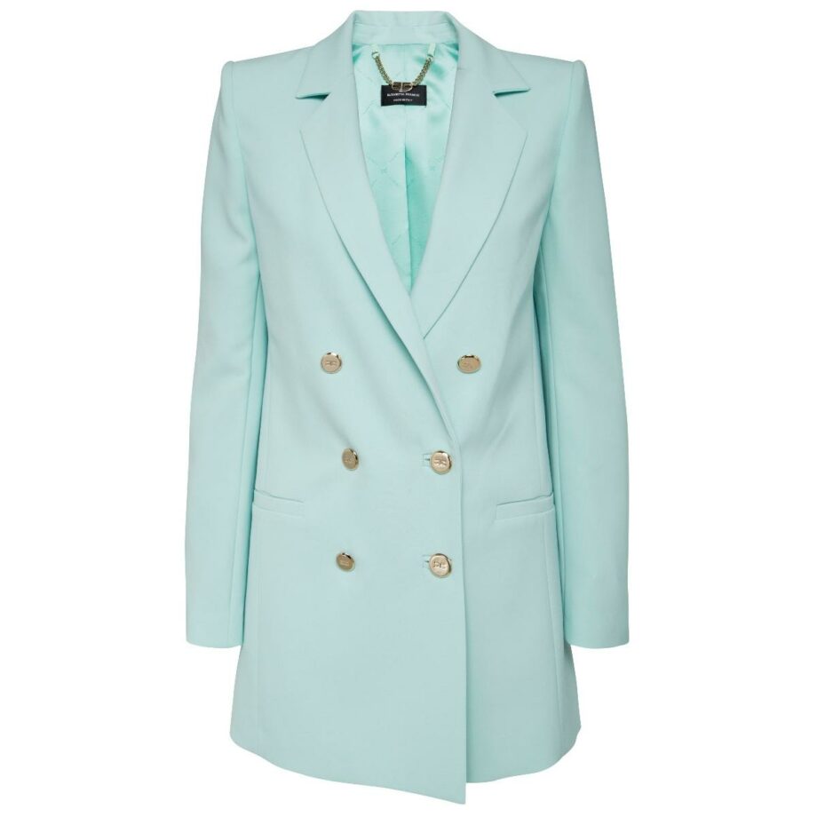 Long blazer with straight cut and shoulder pads