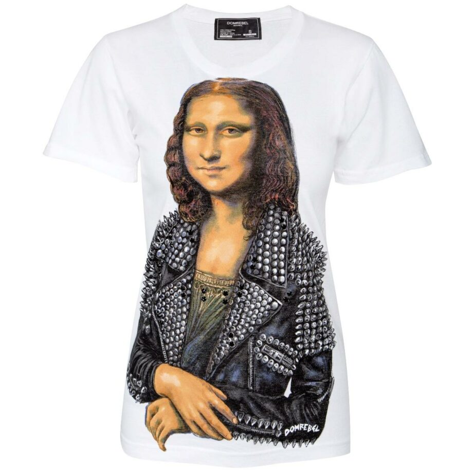 Unisex-Shirt with Mona Lisa print and Swarovski rhinestones