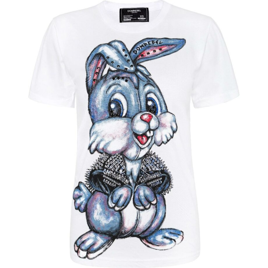 Unisex-Shirt with bunny print and Swarovski rhinestones