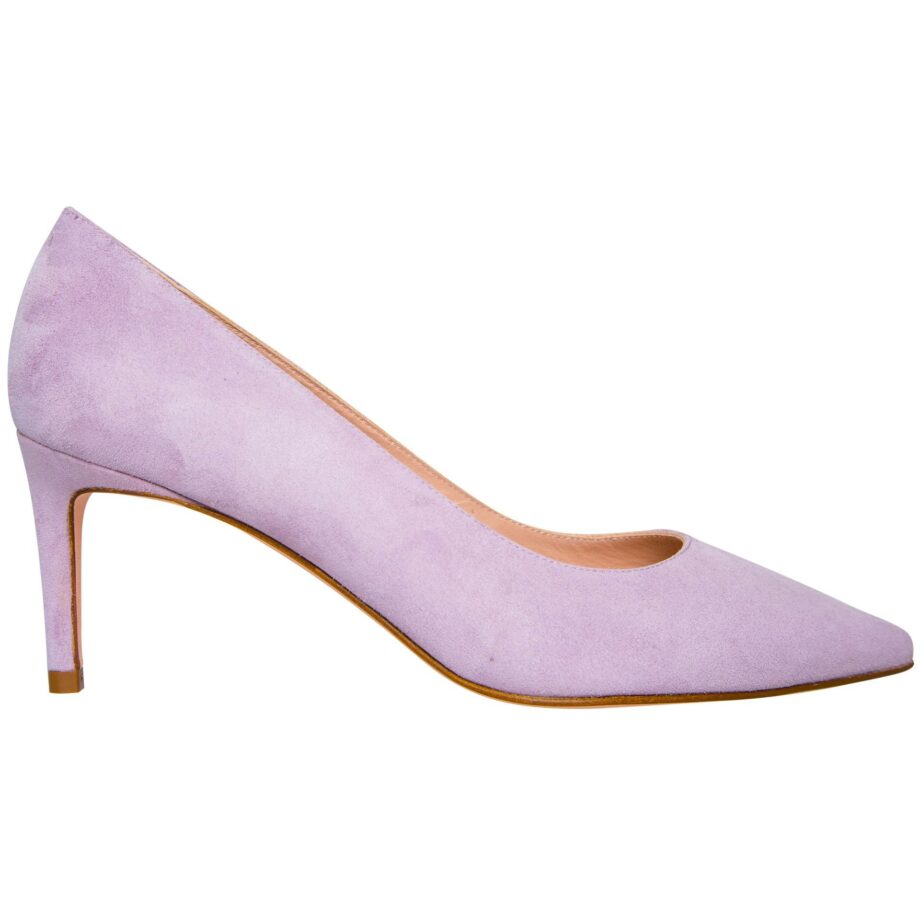 Suede pumps with kitten heel