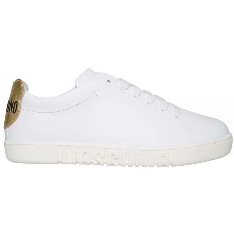 Leather sneakers with golden teddy detail