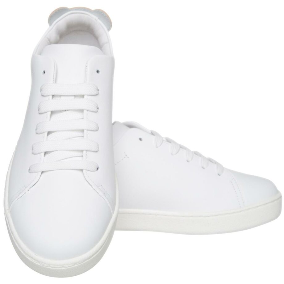 Leather sneakers with golden teddy detail