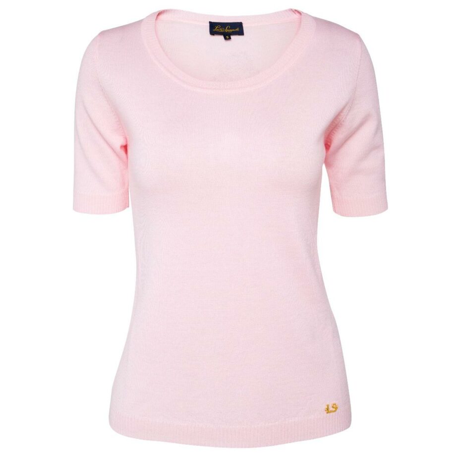 Virgin wool pullover with short sleeves