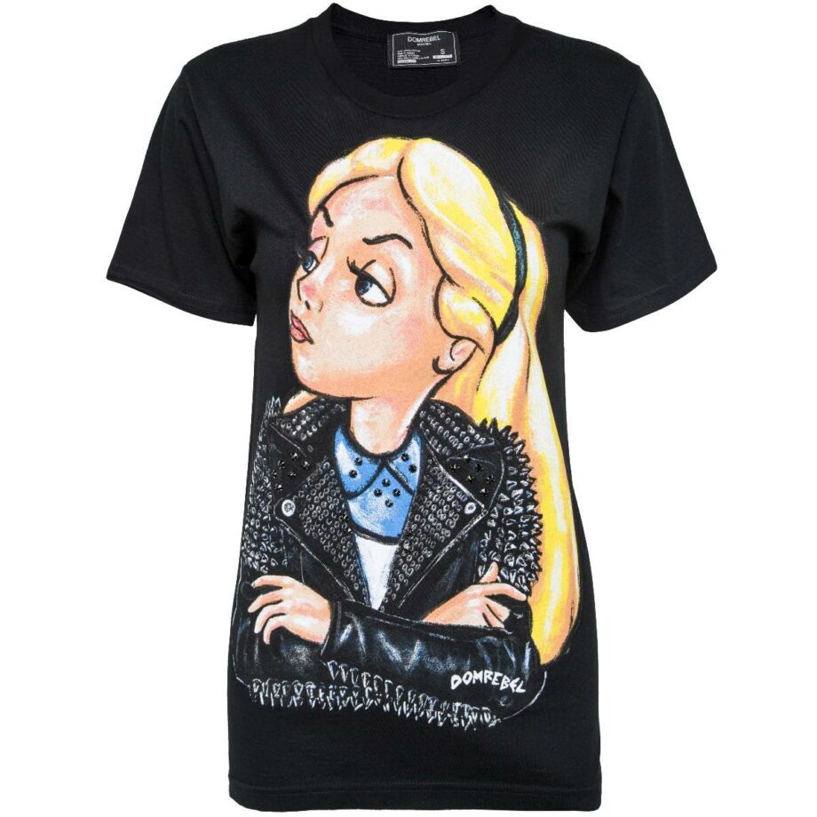 Unisex-Shirt with Alice in Wonderland print and Swarovski rhinestones