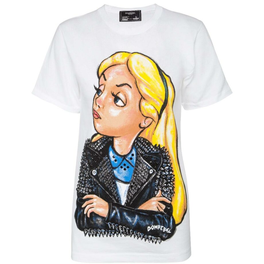 Unisex-Shirt with Alice in Wonderland print and Swarovski rhinestones