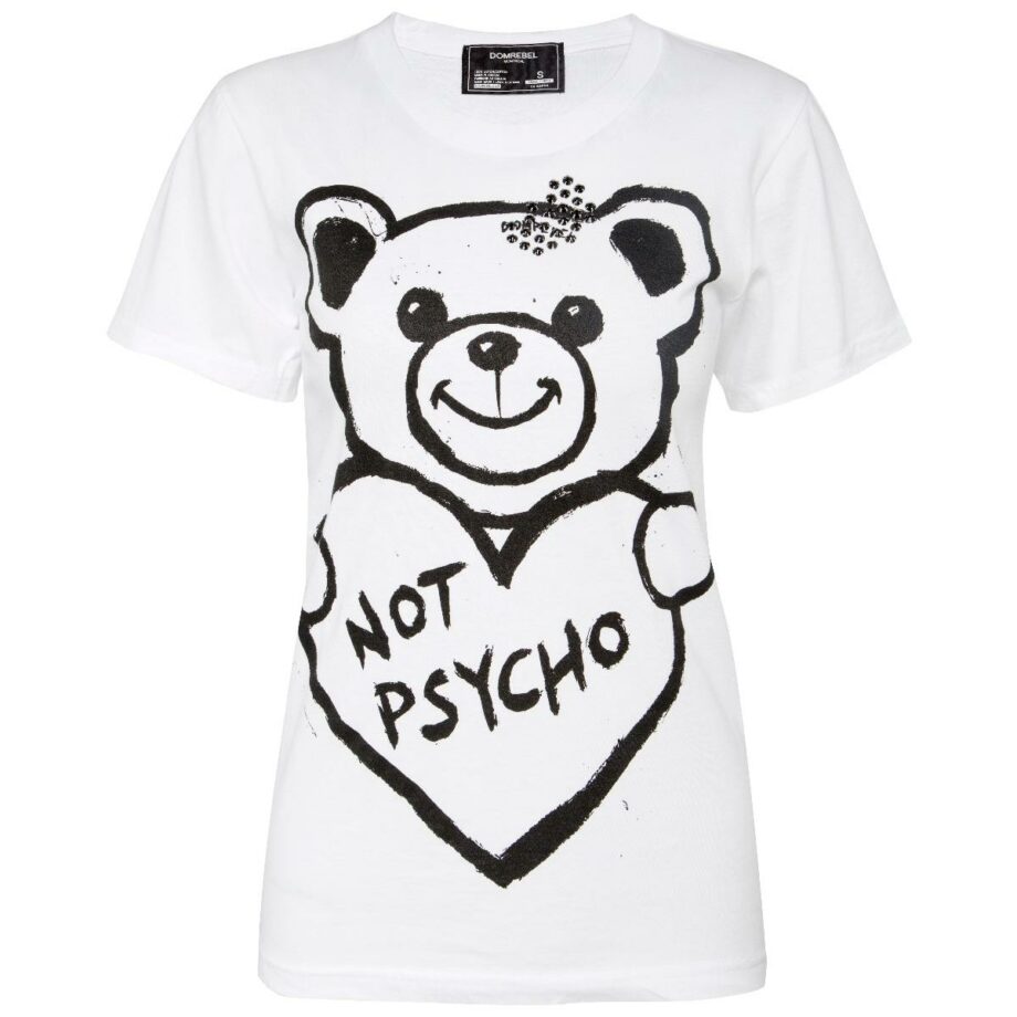 Unisex-Shirt with psycho Teddy print and Swarovski rhinestones