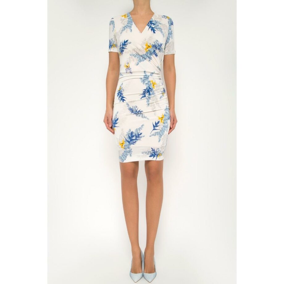 Knee-length stretch dress with floral print