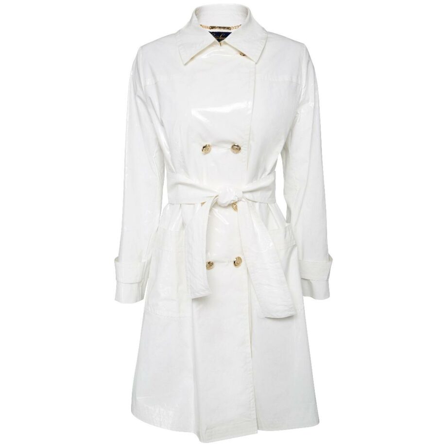 Rain coat with button details and waist belt