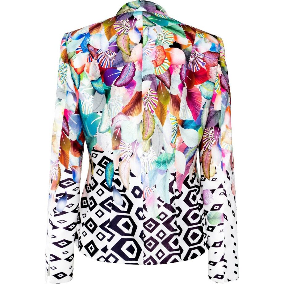 Slightly tapered blazer with phantasy print and small banded collar