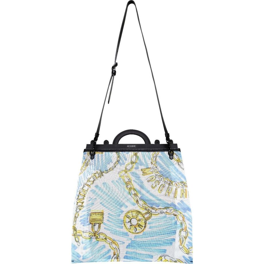 Flat shoulder bag with logo print