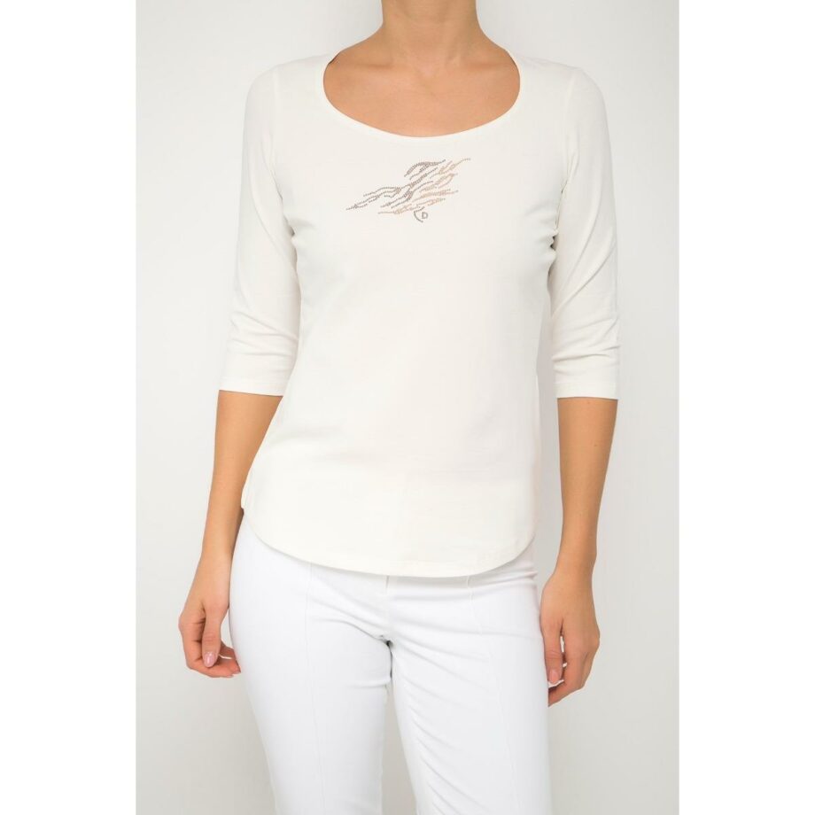 Stretch cotton top with 3/4 sleeves