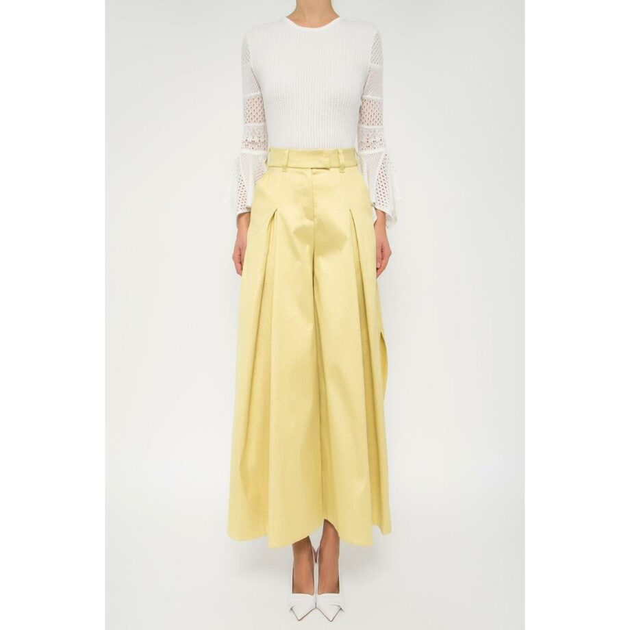 Culotte with high waist cut and metallic shimmer