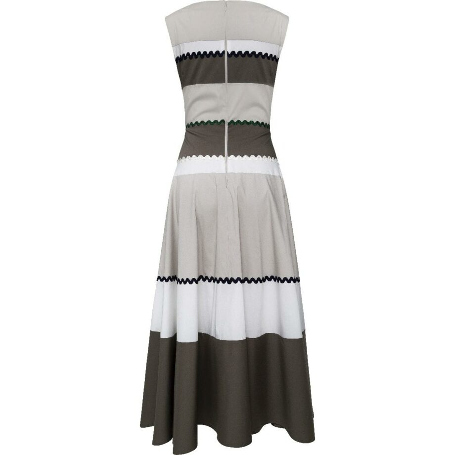 Tapered, midi-length dress with flared skirt