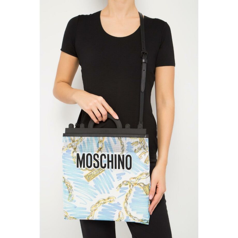 Flat shoulder bag with logo print