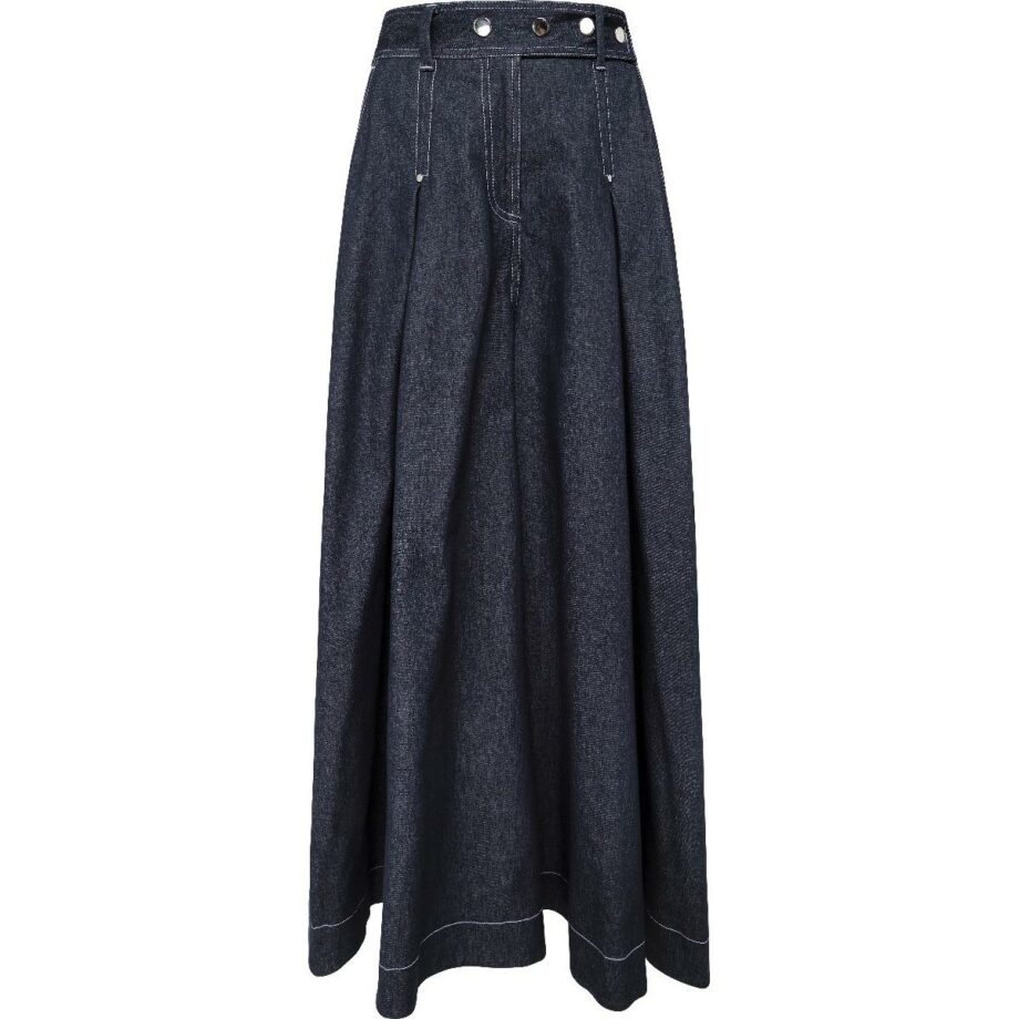 Denim-Culotte with high-waist cut and silver buttons