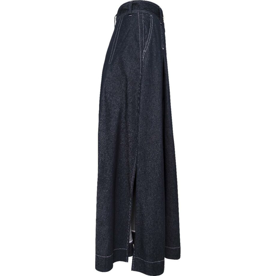 Denim-Culotte with high-waist cut and silver buttons