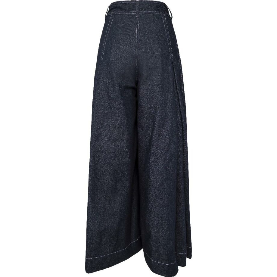 Denim-Culotte with high-waist cut and silver buttons