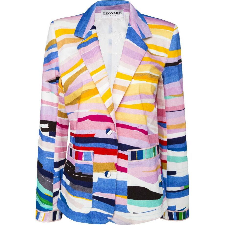 Stretch cotton blazer with straight cut