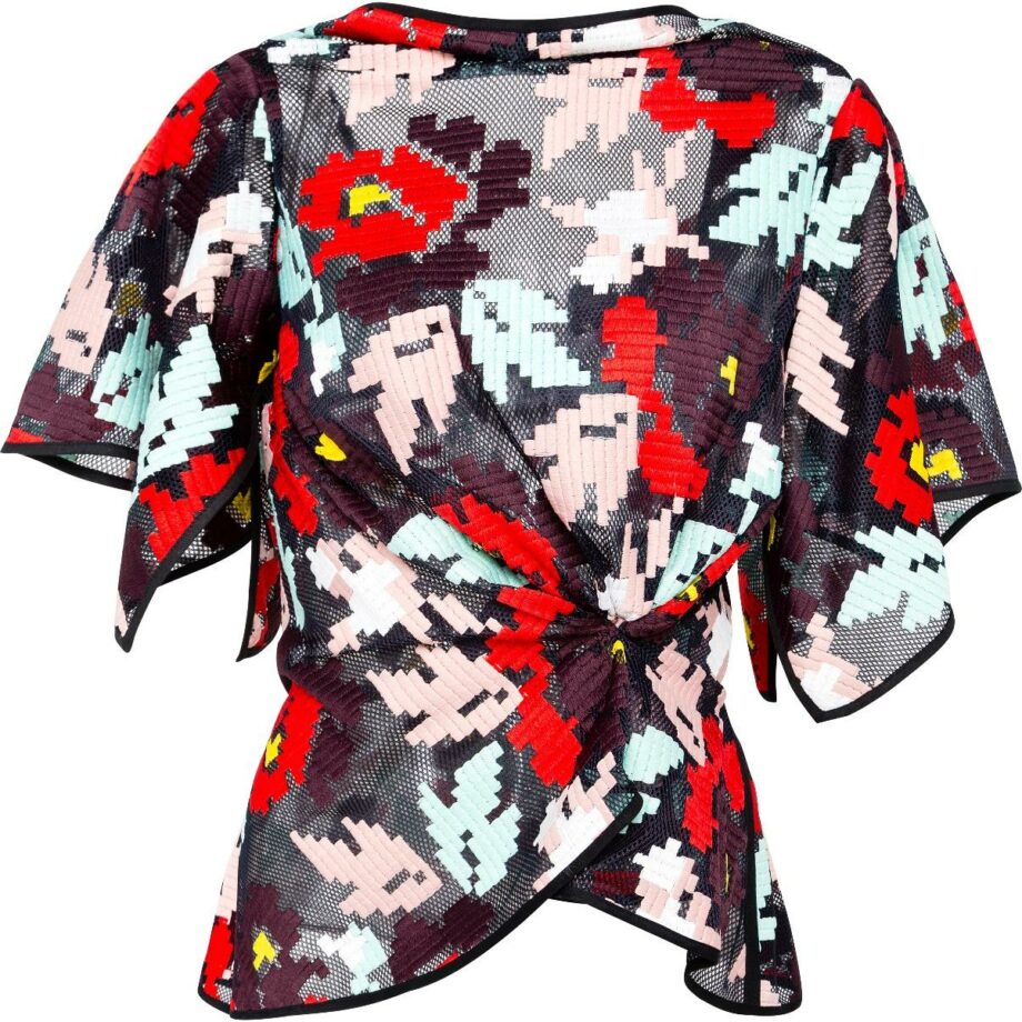 Tapered net top with wrapped details