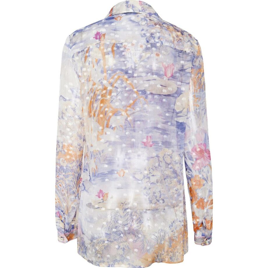 Transparent silk-mix blouse with patched pockets