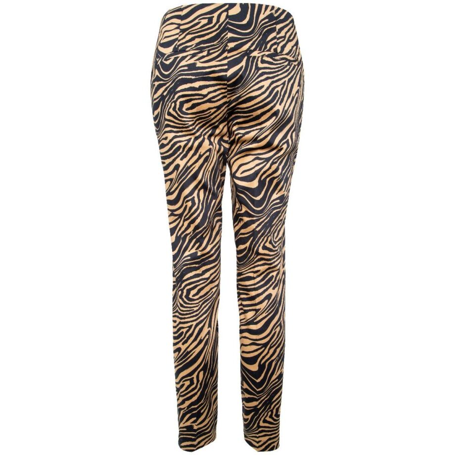 Stretch cotton pants with tiger print