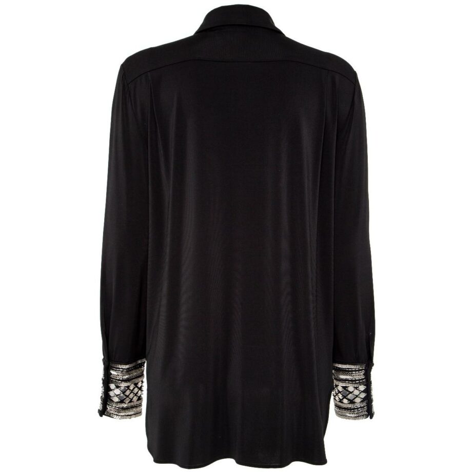 Stretch blouse with embroidered cuffs