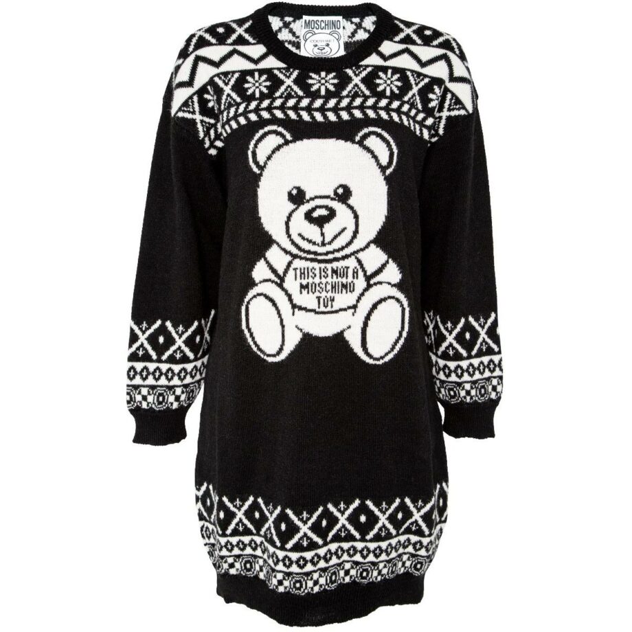 Short knit dress with teddy print