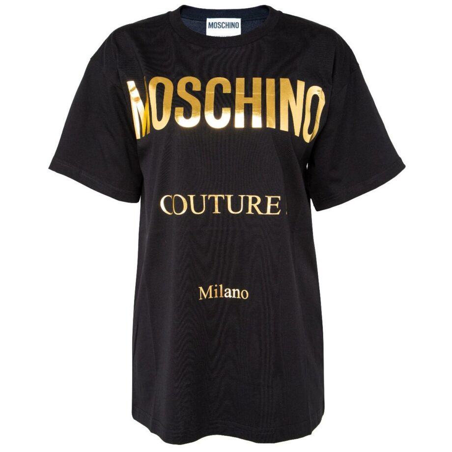 Oversize cotton t-shirt with golden logo print