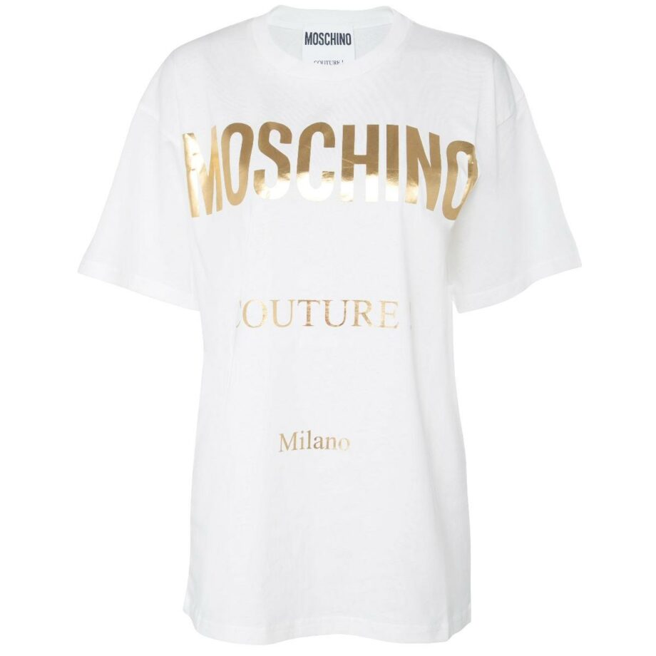 Oversize cotton t-shirt with golden logo print