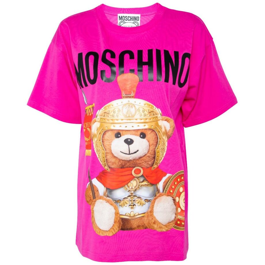 Oversize cotton t-shirt with teddy print