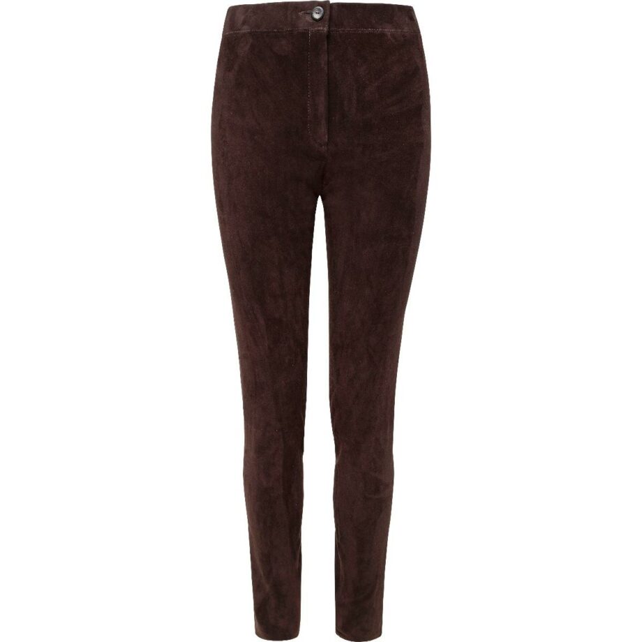 Stretch leather pants with slim fit