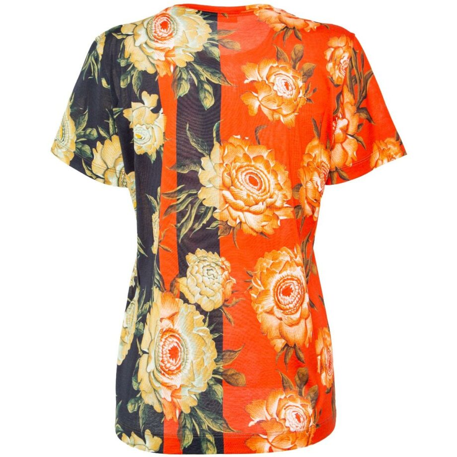 Straight cut cotton t-shirt with floral print